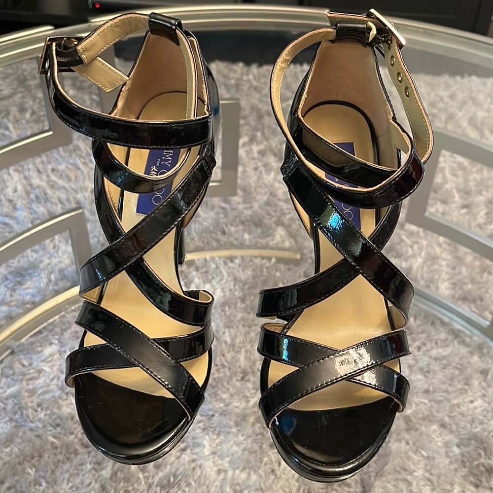 Jimmy Choo x H&M. Gently used, in great condition. Size 38. Black Patent.